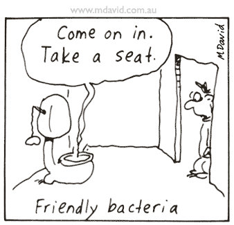 Friendly bacteria cartoon