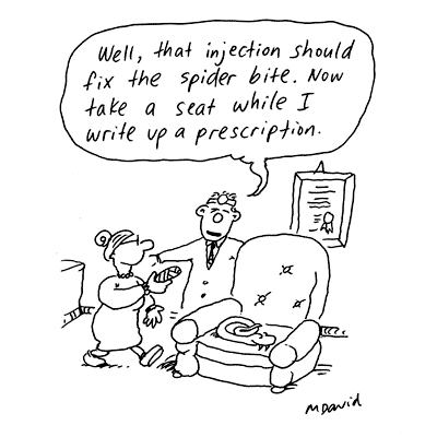 Spider bite cartoon