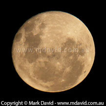 The changes in colour of a full moon